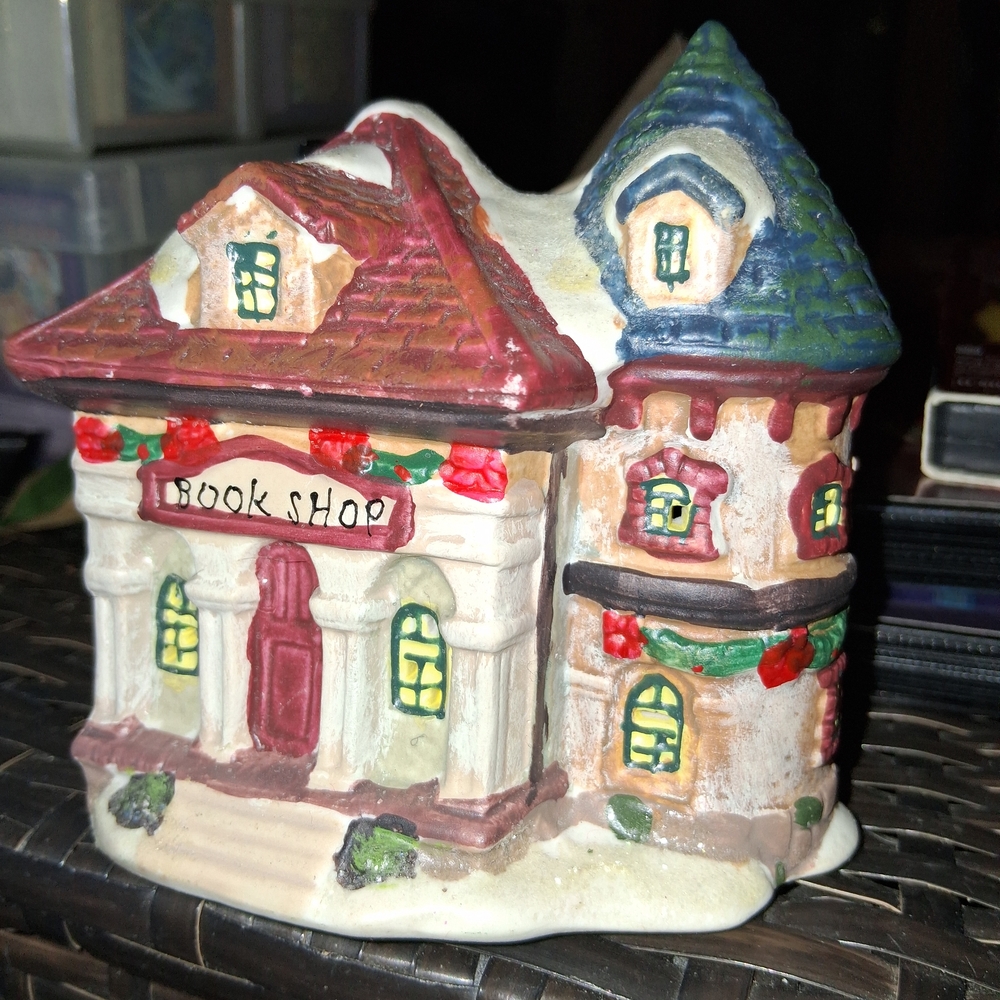 Charming Christmas Ceramic Book Shop Decor